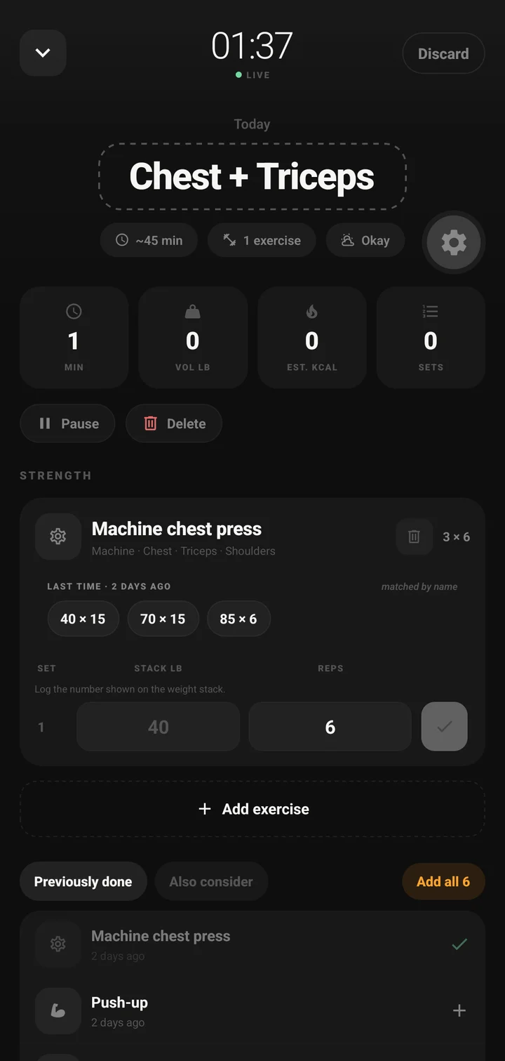 An active workout in Reps